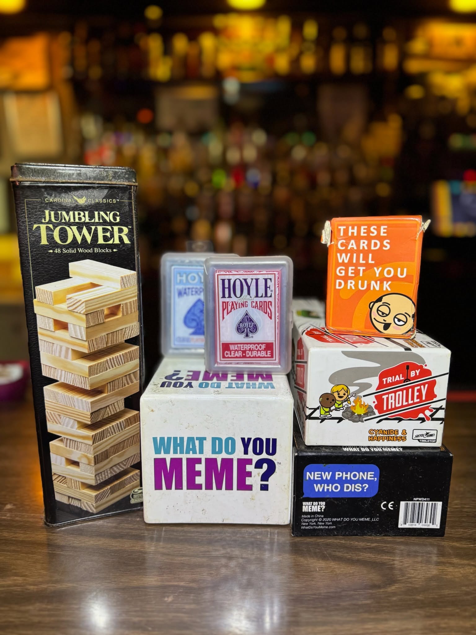 games stacked on a table