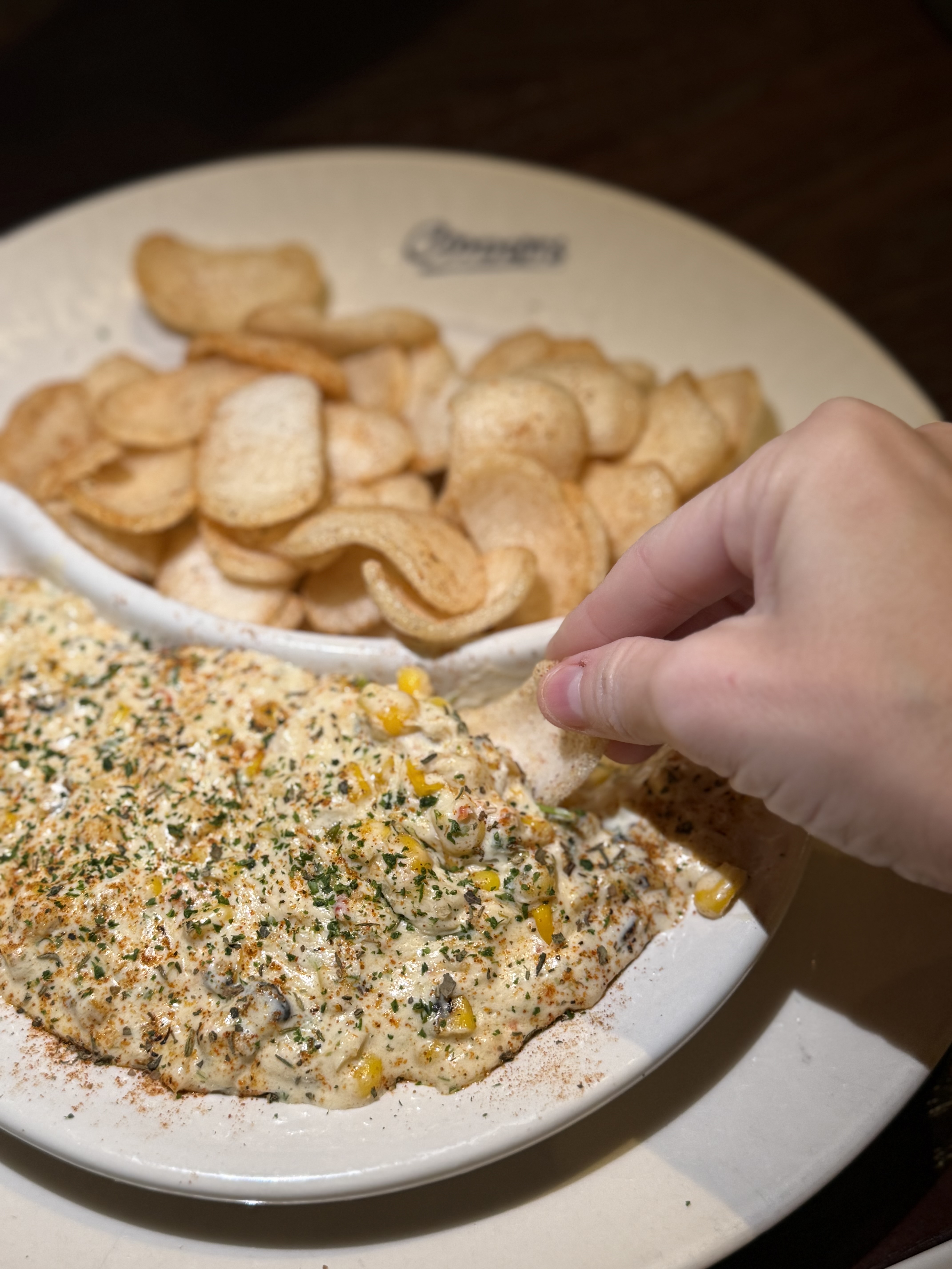 Lobster dip with shrimp chips