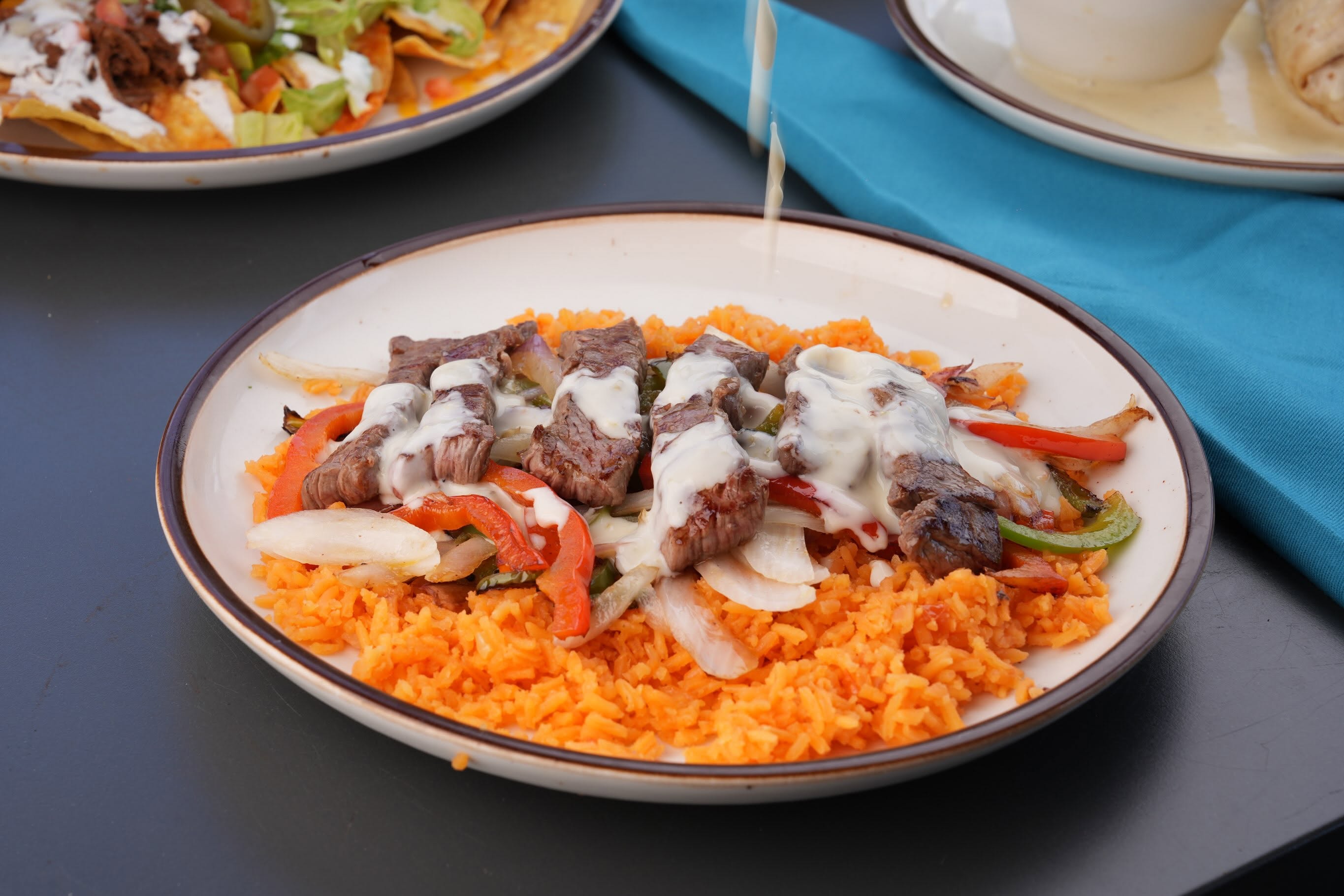 viva tequila rice and queso dish